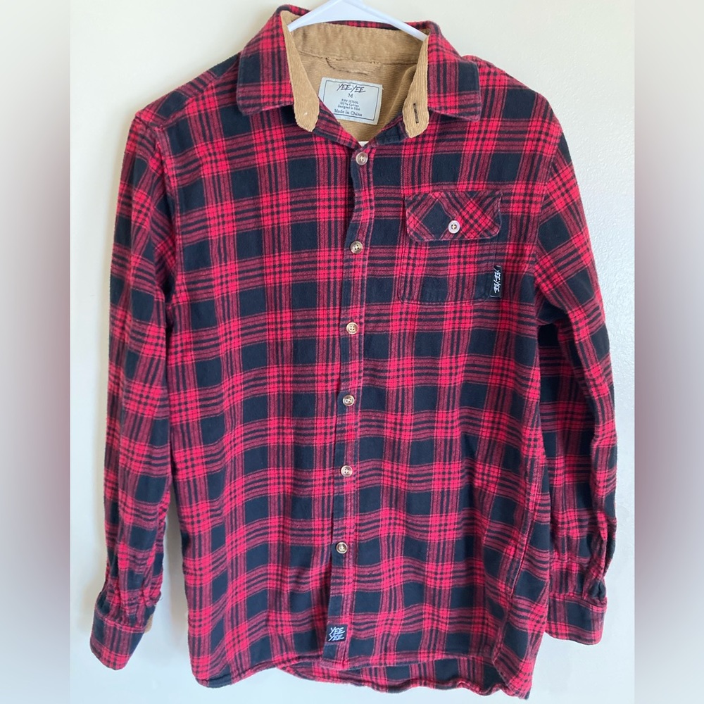 YeeYee Red and Black checkered flannel button down